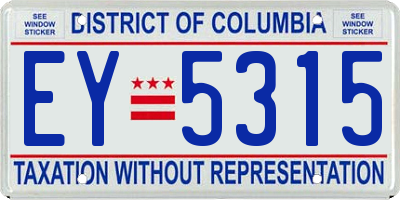 DC license plate EY5315
