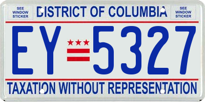 DC license plate EY5327