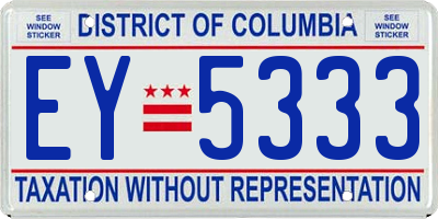 DC license plate EY5333