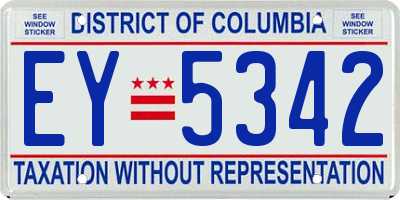 DC license plate EY5342