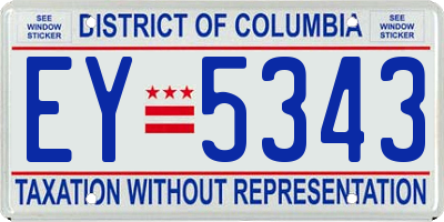 DC license plate EY5343