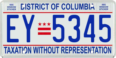 DC license plate EY5345