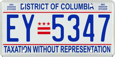 DC license plate EY5347