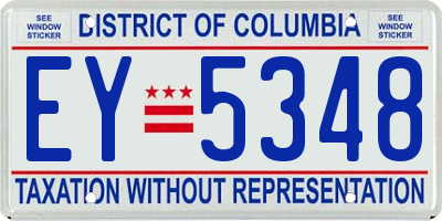 DC license plate EY5348