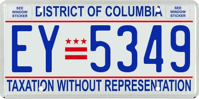 DC license plate EY5349