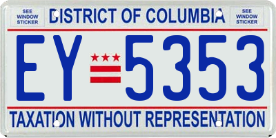 DC license plate EY5353
