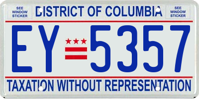 DC license plate EY5357