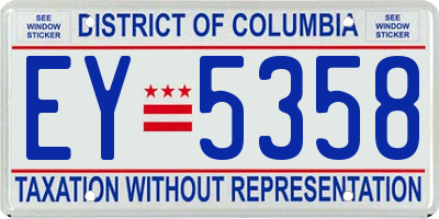 DC license plate EY5358