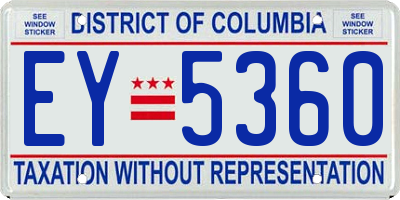 DC license plate EY5360