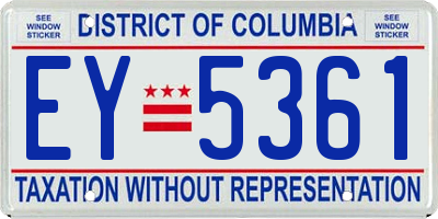 DC license plate EY5361