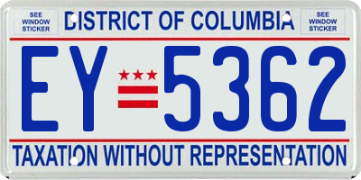 DC license plate EY5362