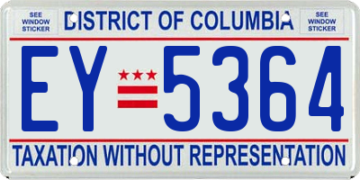 DC license plate EY5364
