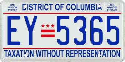 DC license plate EY5365