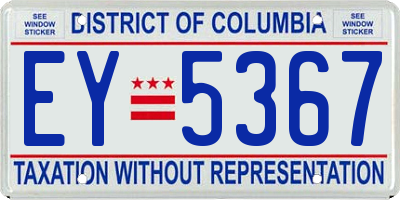 DC license plate EY5367