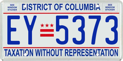 DC license plate EY5373