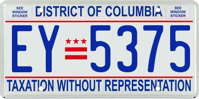 DC license plate EY5375