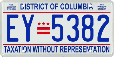 DC license plate EY5382