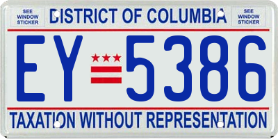 DC license plate EY5386
