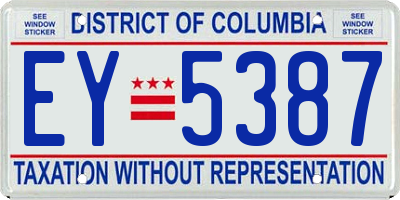 DC license plate EY5387