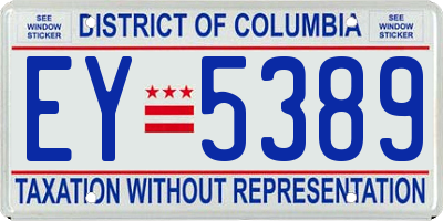DC license plate EY5389