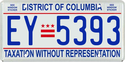 DC license plate EY5393