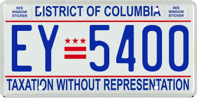 DC license plate EY5400