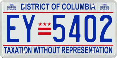 DC license plate EY5402