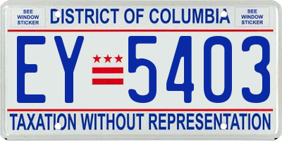 DC license plate EY5403