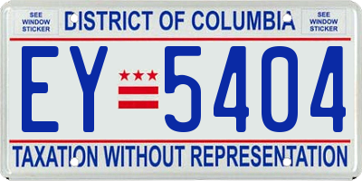 DC license plate EY5404