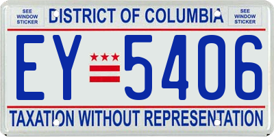 DC license plate EY5406