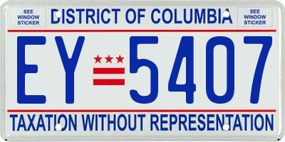DC license plate EY5407