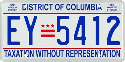 DC license plate EY5412