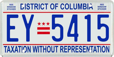 DC license plate EY5415
