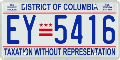 DC license plate EY5416