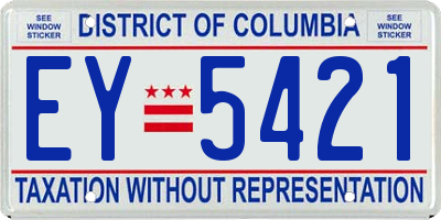 DC license plate EY5421