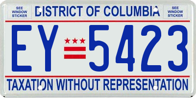 DC license plate EY5423