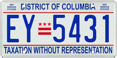 DC license plate EY5431