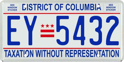 DC license plate EY5432