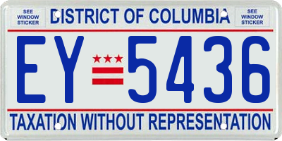 DC license plate EY5436