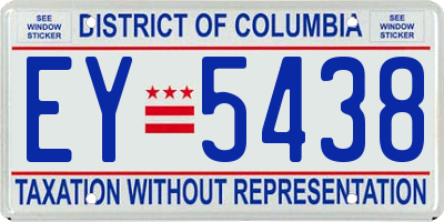 DC license plate EY5438