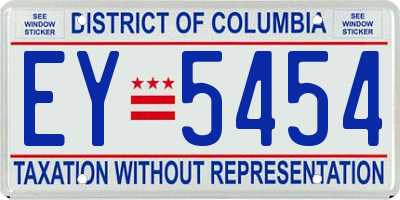DC license plate EY5454