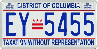 DC license plate EY5455