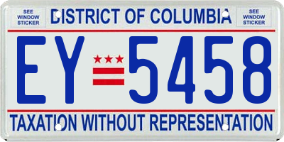 DC license plate EY5458