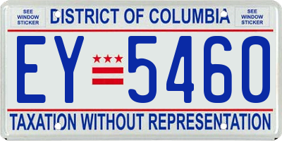 DC license plate EY5460