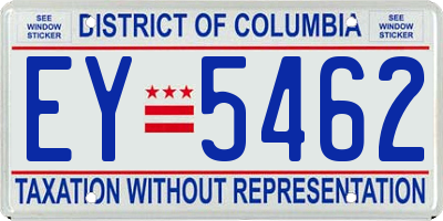 DC license plate EY5462