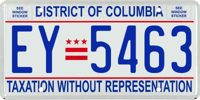 DC license plate EY5463