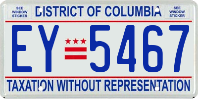 DC license plate EY5467
