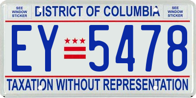 DC license plate EY5478