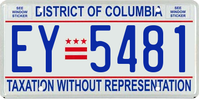 DC license plate EY5481
