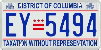 DC license plate EY5494